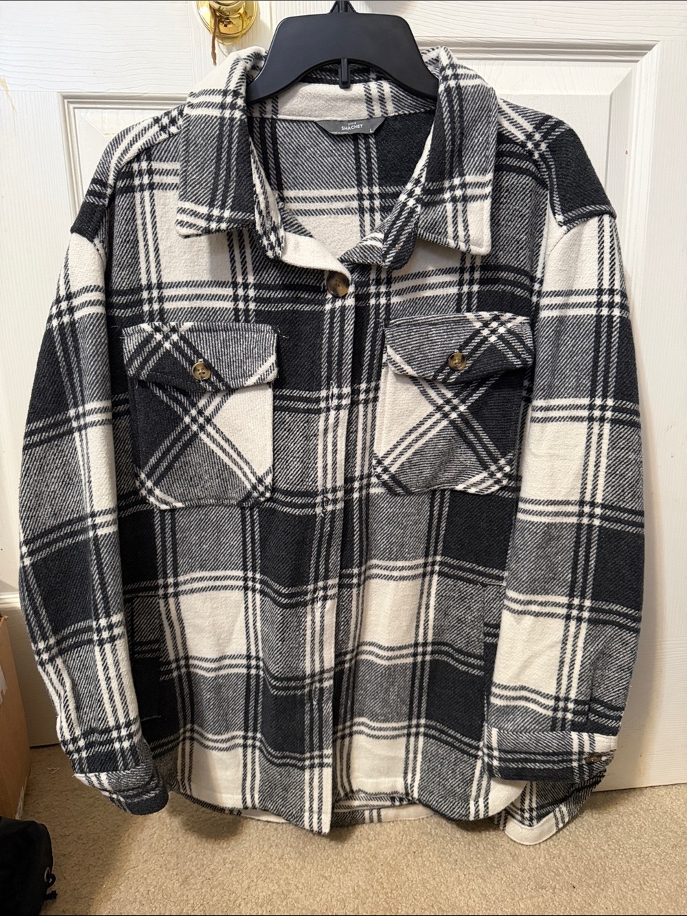 Black & White Plaid Button-Up Shacket
